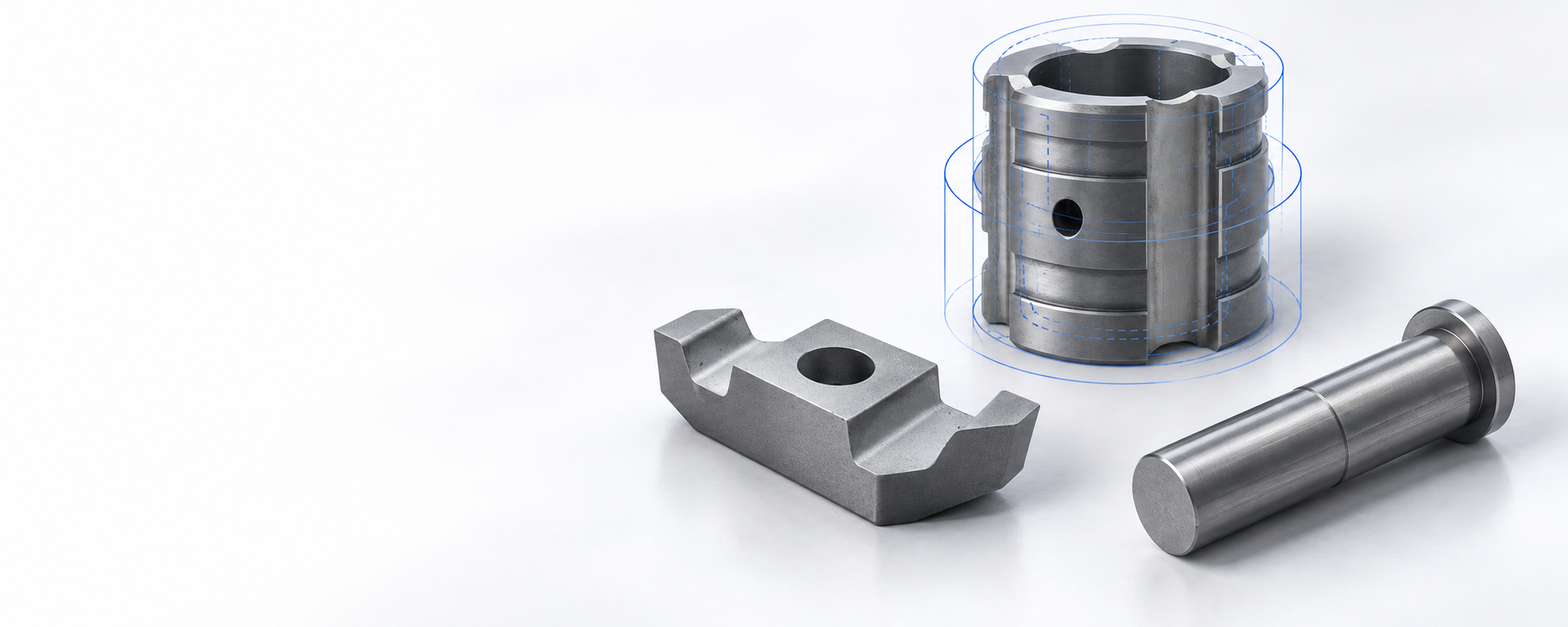 Enhanced composite of supplied custom insert, profiled wear part and stepped rod photographs