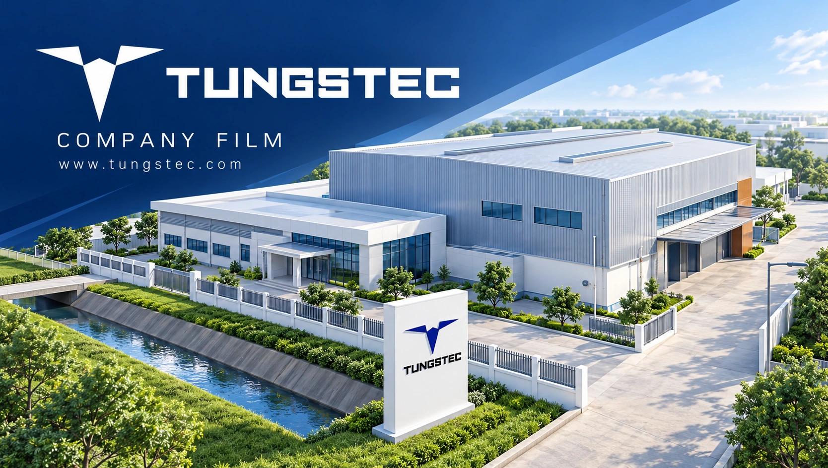 TUNGSTEC company film — illustrated factory, company logo and www.tungstec.com